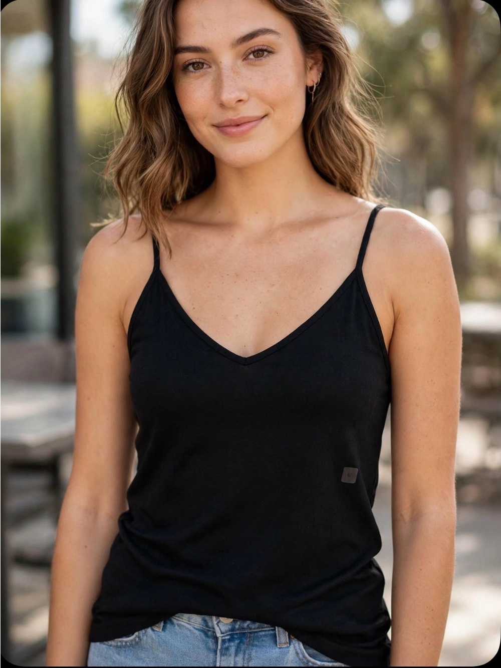 Express Black V-Neck Spaghetti Strap Tank Top - Women's
